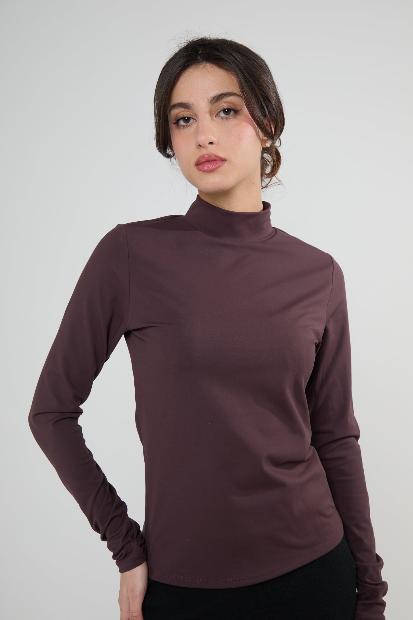 Brown High Neck Base Top