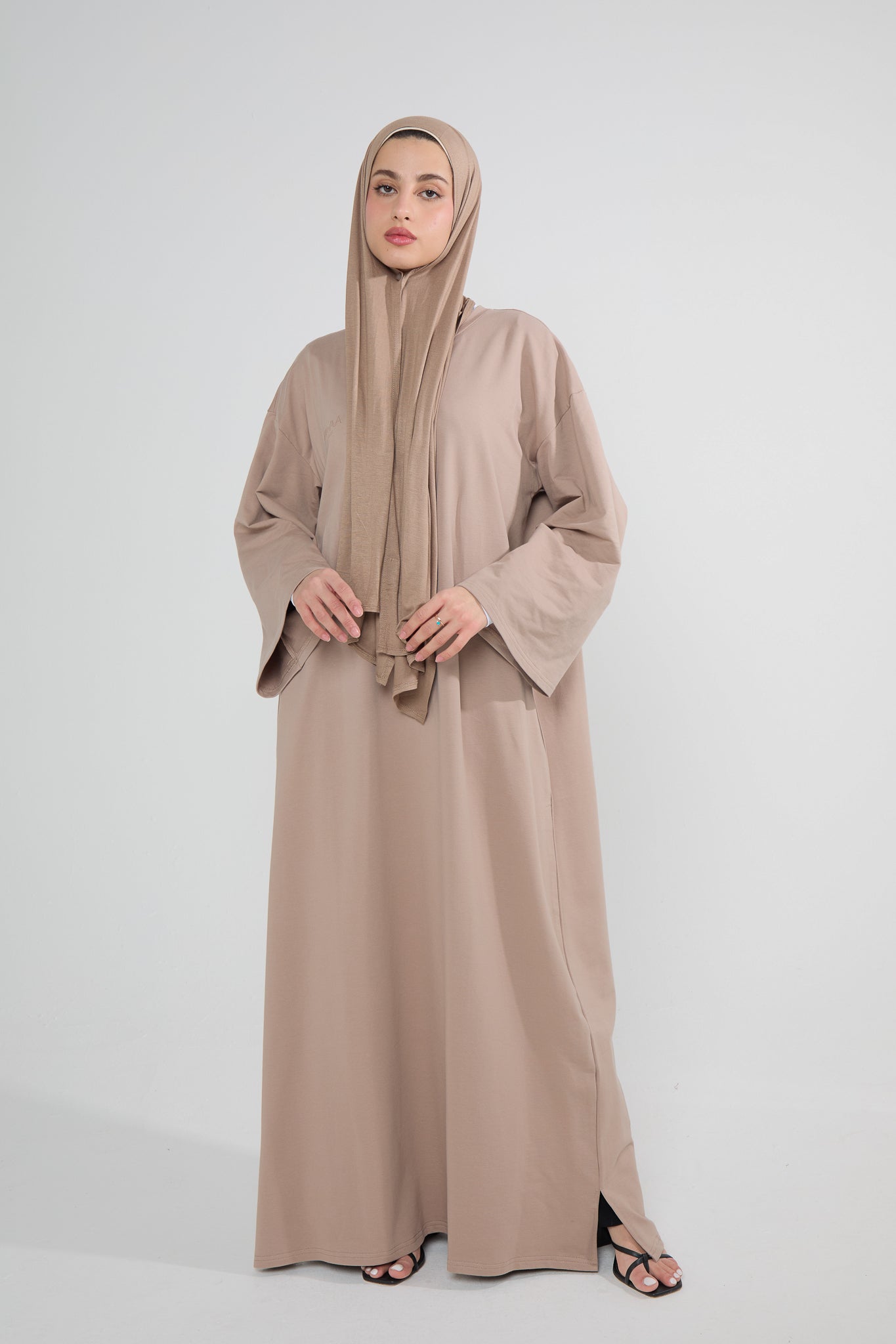 Light Brown Oversized Cotton Tee Abaya