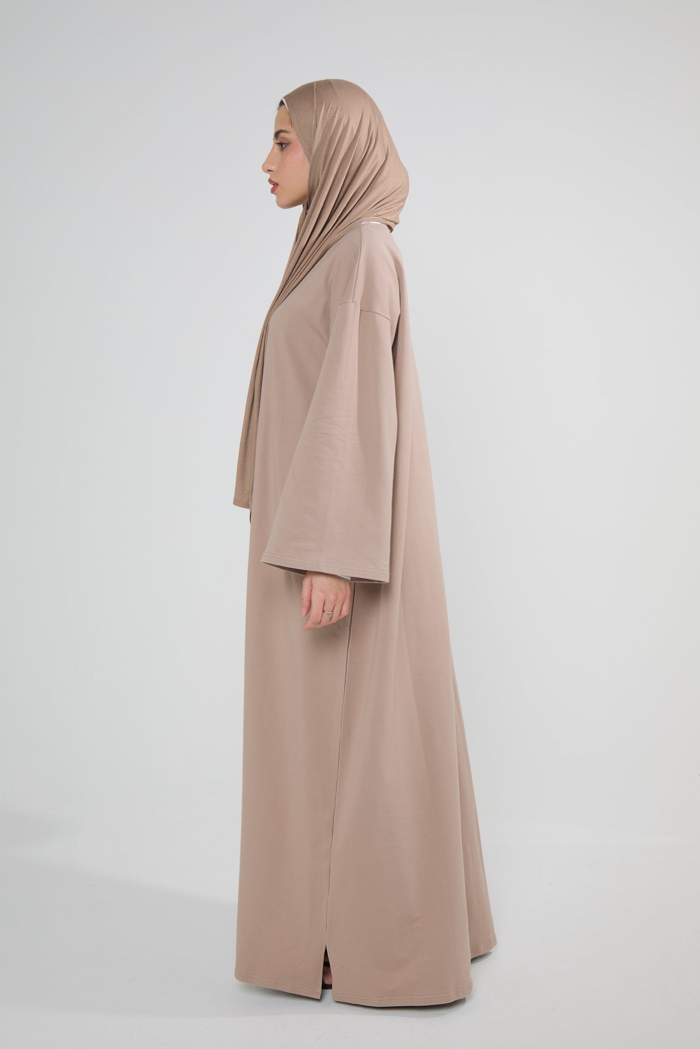 Light Brown Oversized Cotton Tee Abaya