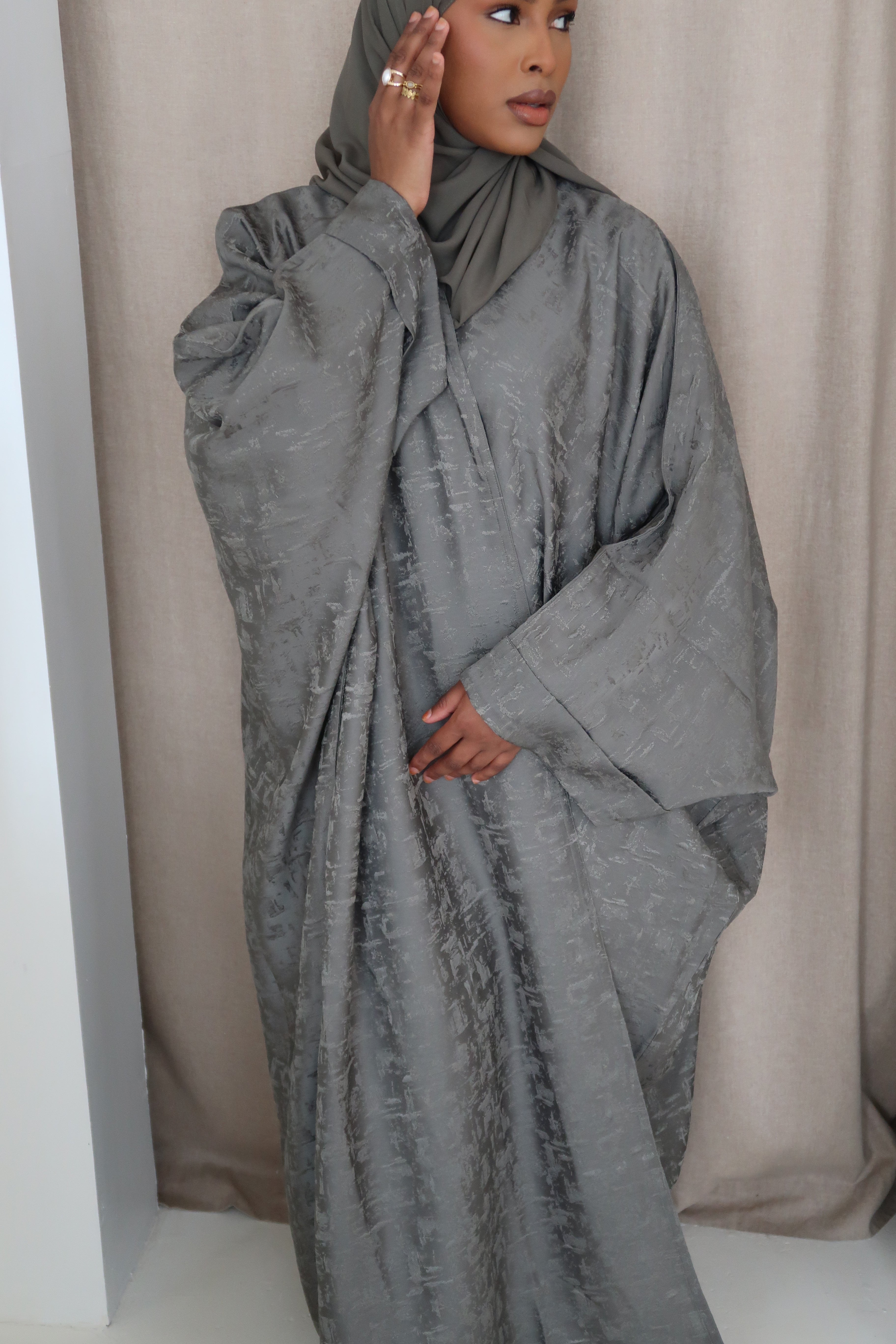 Moss Jacquard Luxé Wrap Abaya