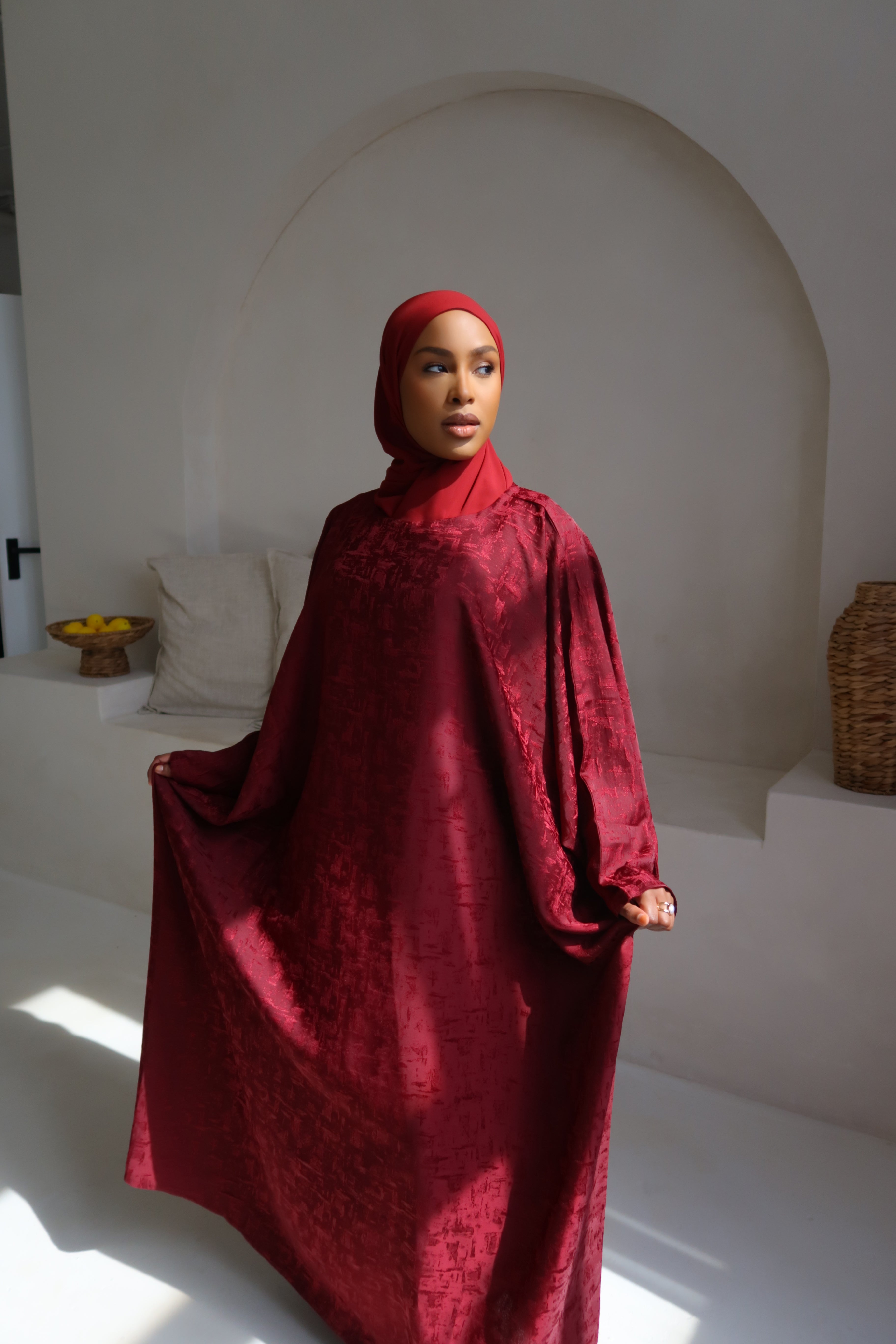 Ruby Jacquard Luxé Butterfly Abaya