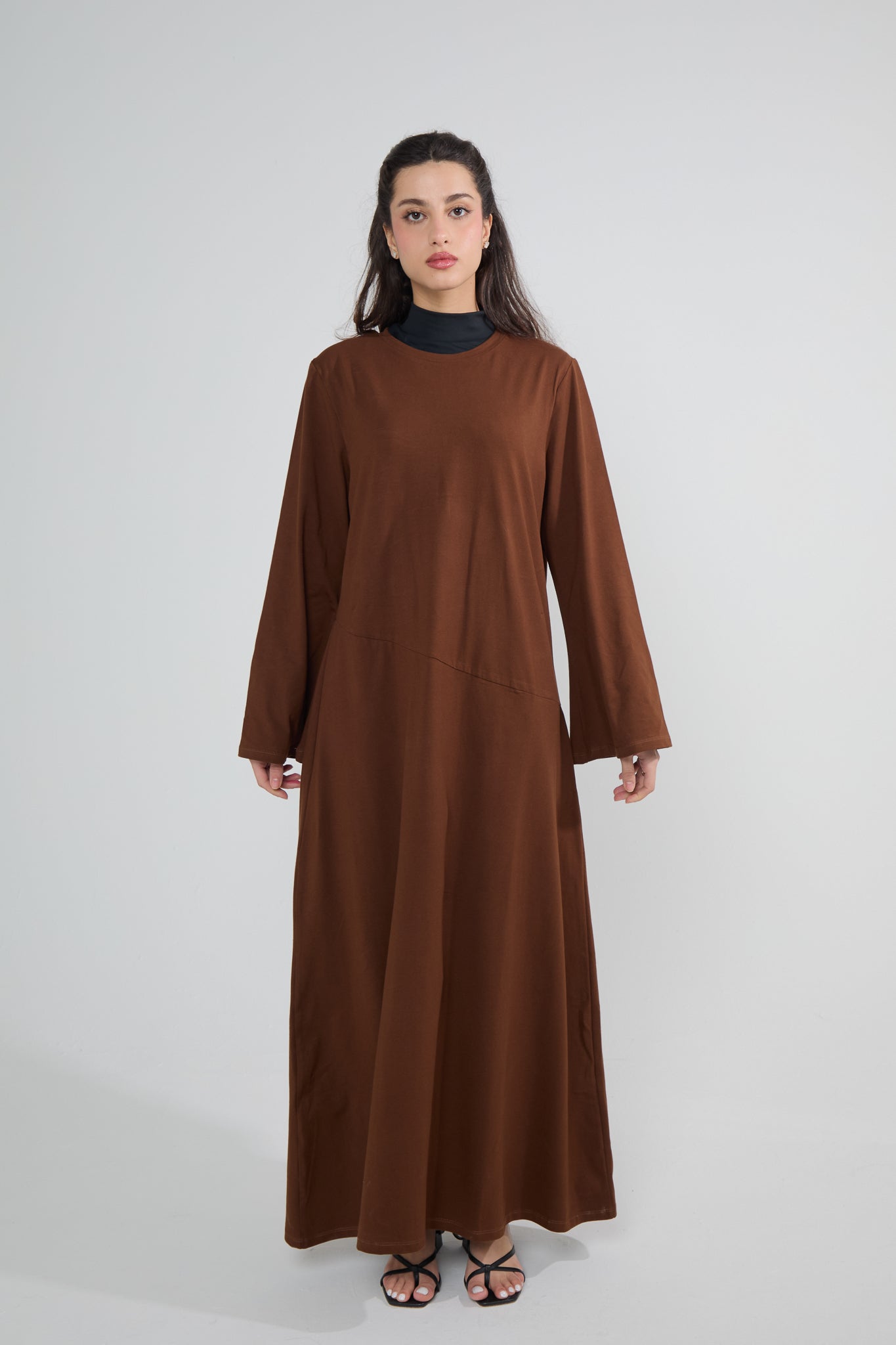 Brown Cotton Abaya Dress